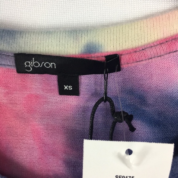 Gibson Crew Neck Long Sleeve Tie Dye Blue Fucsia Top Size XS - Picture 6 of 7